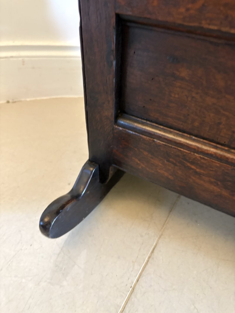 Antique William and Mary Quality Oak Panelled Rocking Crib